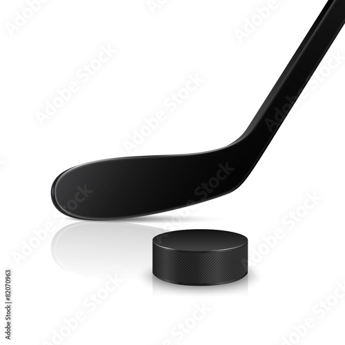 Photography Ice hockey stick and puck