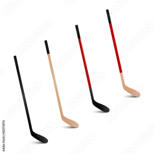 Ice hockey sticks. Vector set.