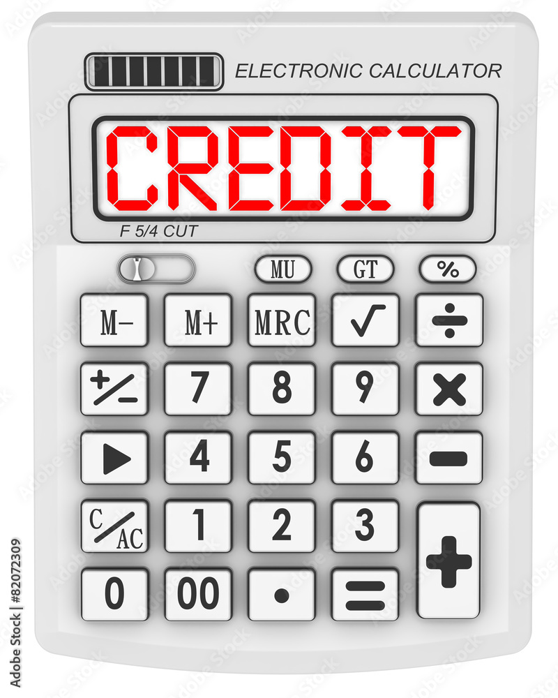 Credit. Inscription on the electronic calculator Credit. Inscription on the electronic calculator
