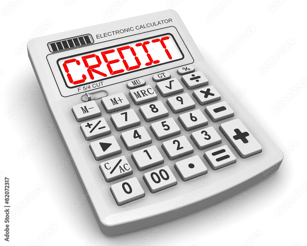 Credit. Inscription on the electronic calculator Credit. Inscription on the electronic calculator