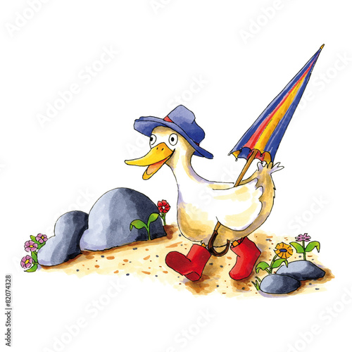 Duck walking on path