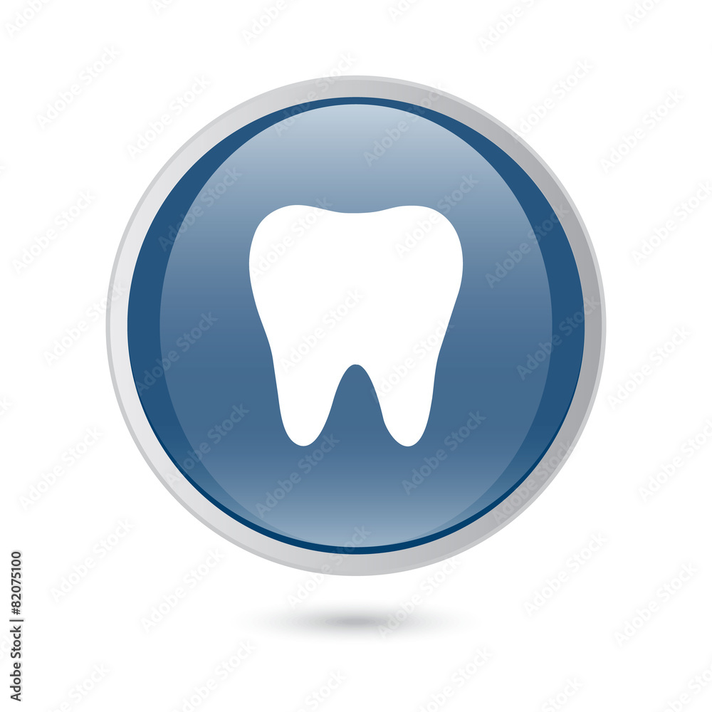 blue glossy web icon. tooth icon, icon. blue glossy web icon. tooth icon, icon.