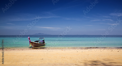 Longtail boats on the beautiful beach  Thailand