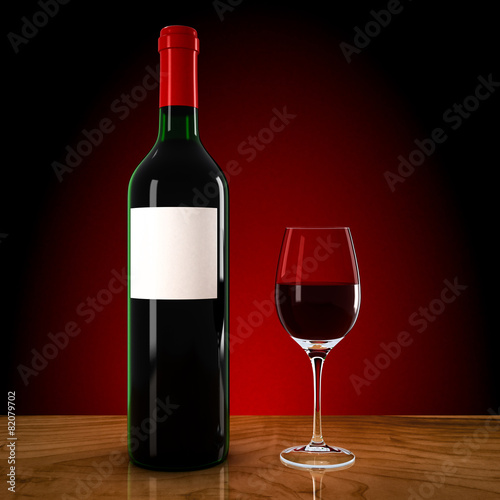 wine bottle and wineglass