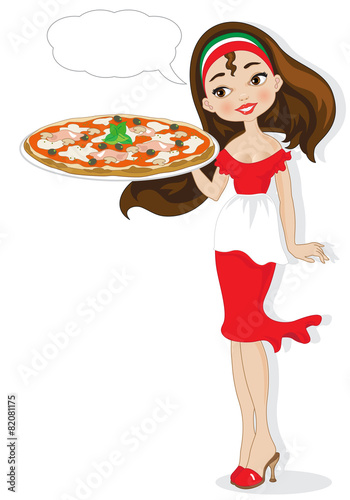 Pizzaiola su Sfondo Bianco