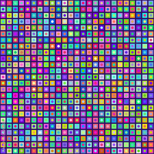 Multicolored Circles Inside Squares Seamless Background. EPS8 Ve