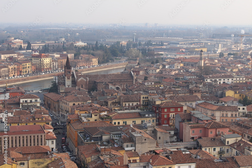 Verona city view from Torre dei Lamberti, Italy