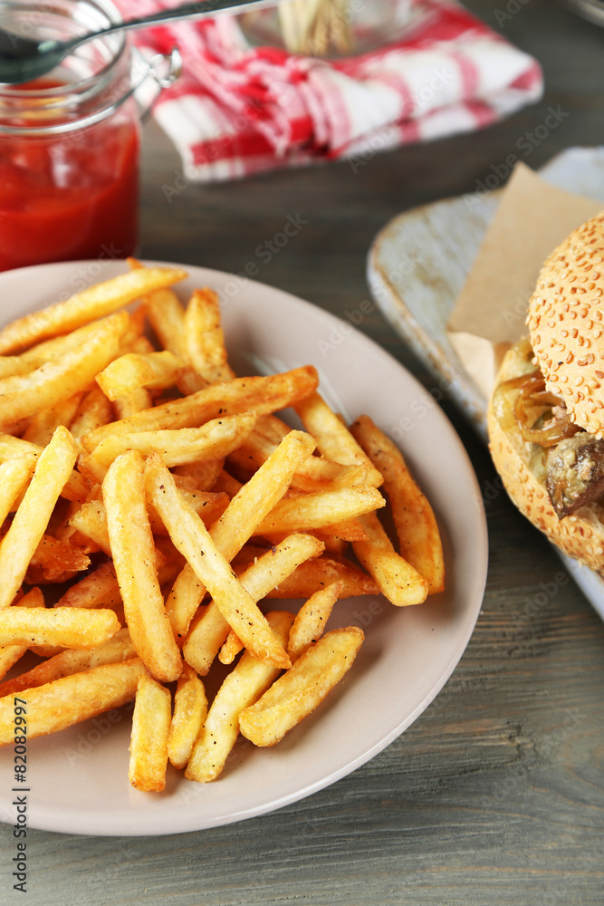 Tasty sandwiches and french fries Tasty sandwiches and french fries