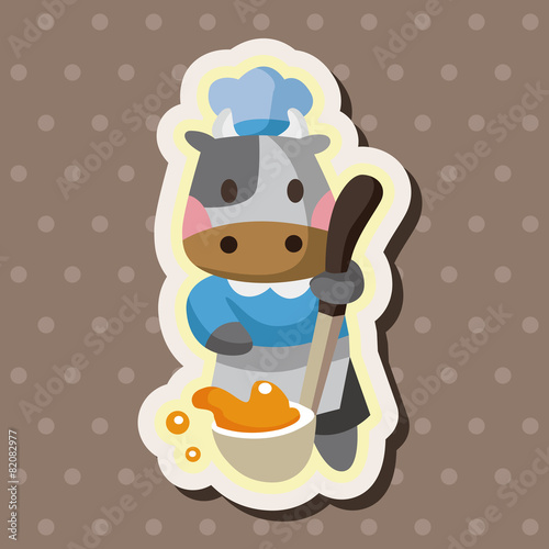 animal chef cow stickers © notkoo2008