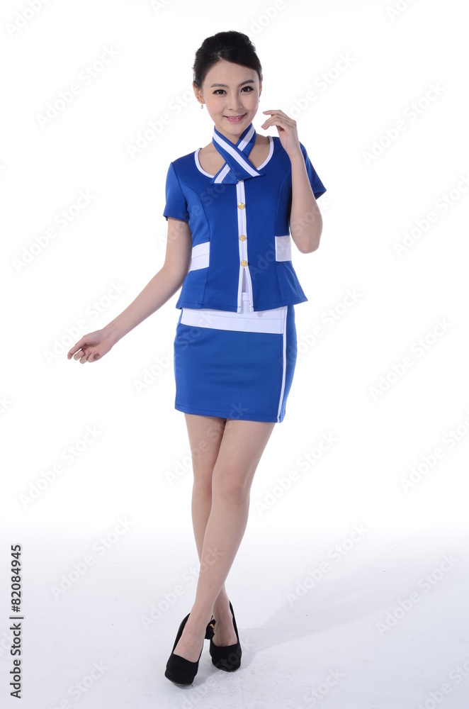 Active girl wear professional attire in front of a white backgro Active girl wear professional attire in front of a white backgro