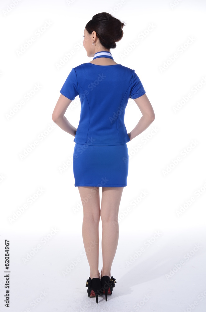Active girl wear professional attire in front of a white backgro Active girl wear professional attire in front of a white backgro