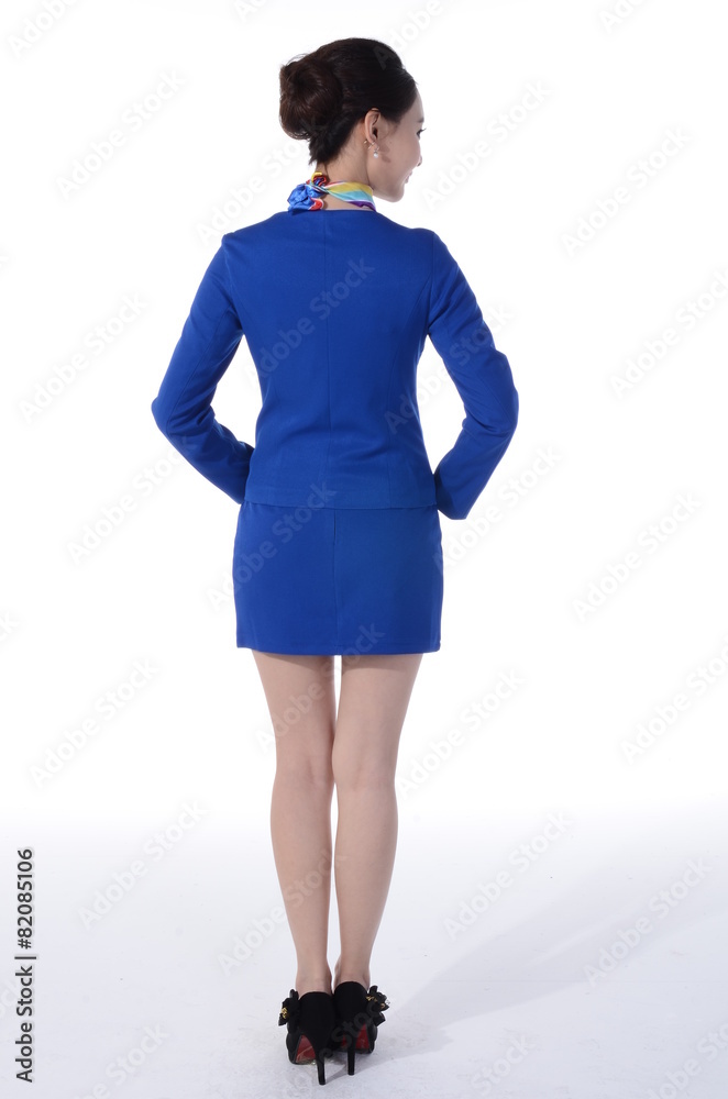 Active girl wear professional attire in front of a white backgro Active girl wear professional attire in front of a white backgro
