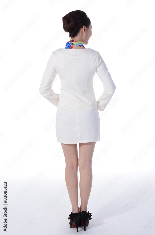 Active girl wear professional attire in front of a white backgro Active girl wear professional attire in front of a white backgro