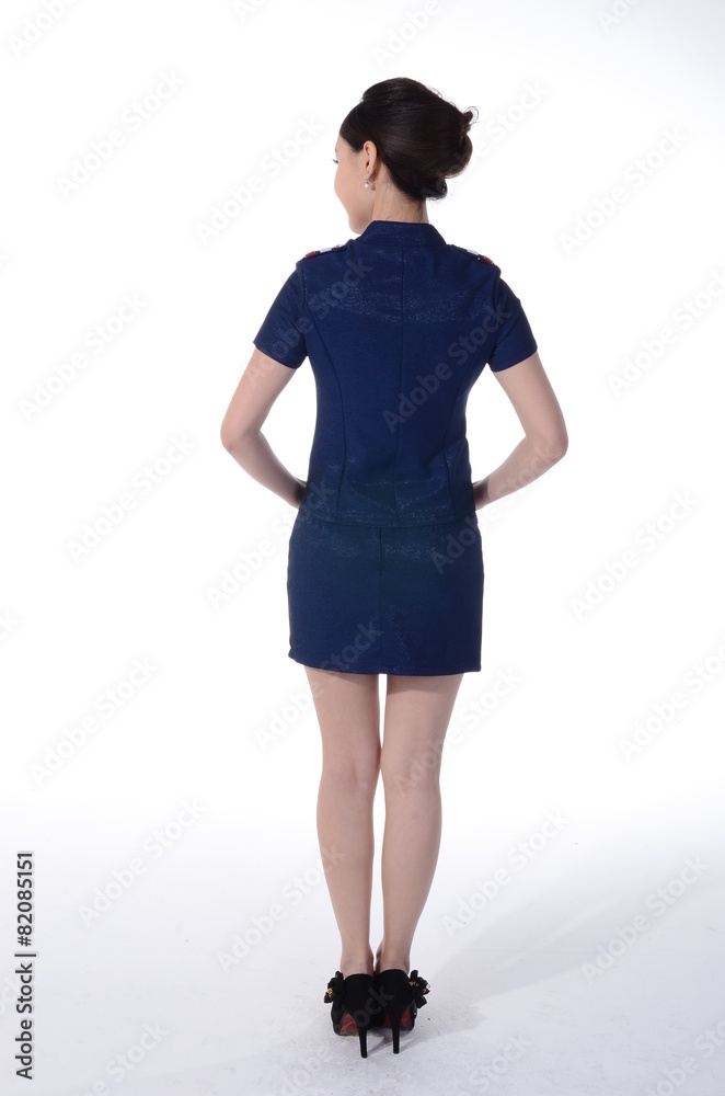 Active girl wear professional attire in front of a white backgro Active girl wear professional attire in front of a white backgro