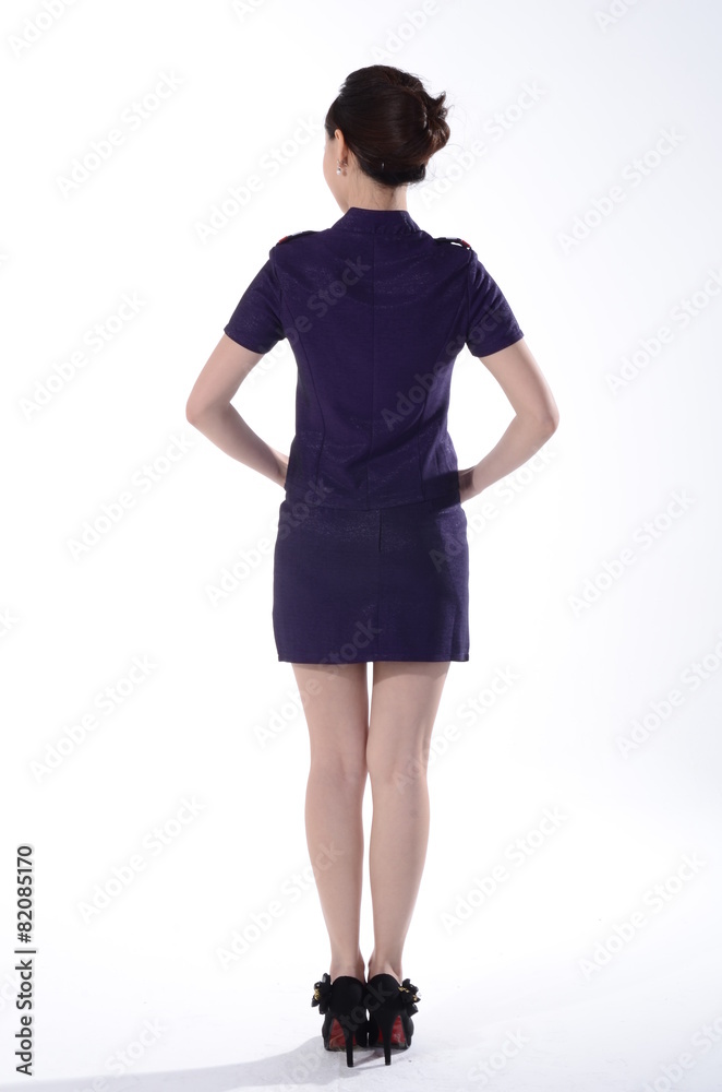 Active girl wear professional attire in front of a white backgro Active girl wear professional attire in front of a white backgro