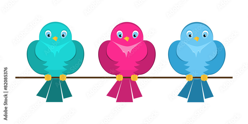 colorful cute birds sitting on a branch