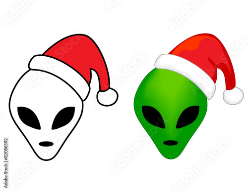 Alien faces with santa hat
