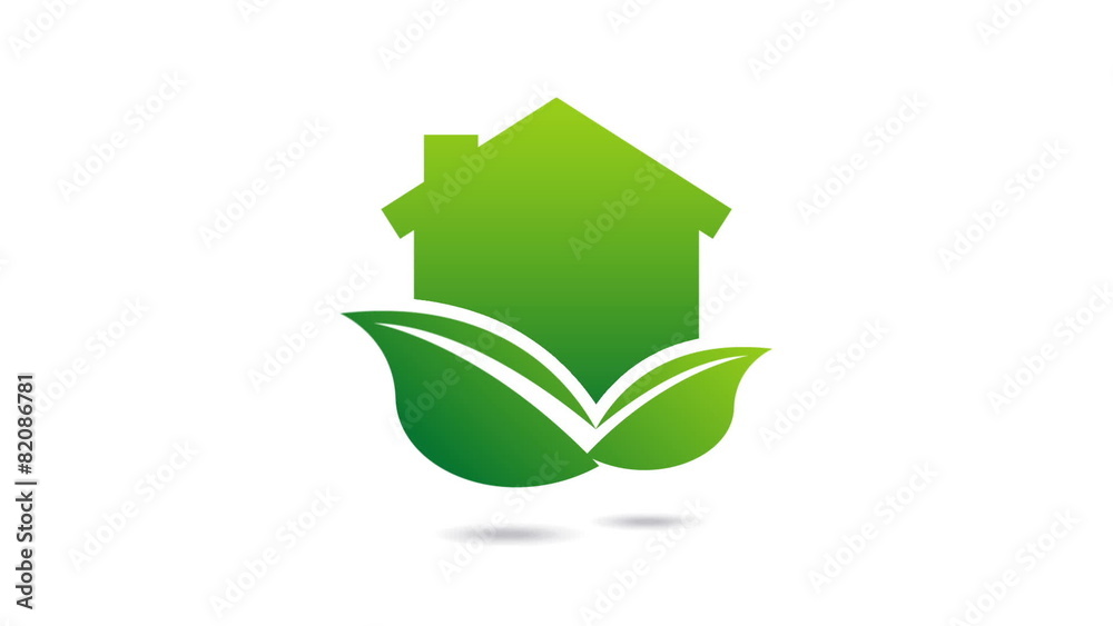 Green house with leaves, Video animation, HD 1080 Green house with leaves, Video animation, HD 1080