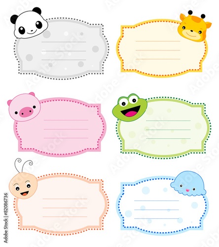 Animal faces kids name tags