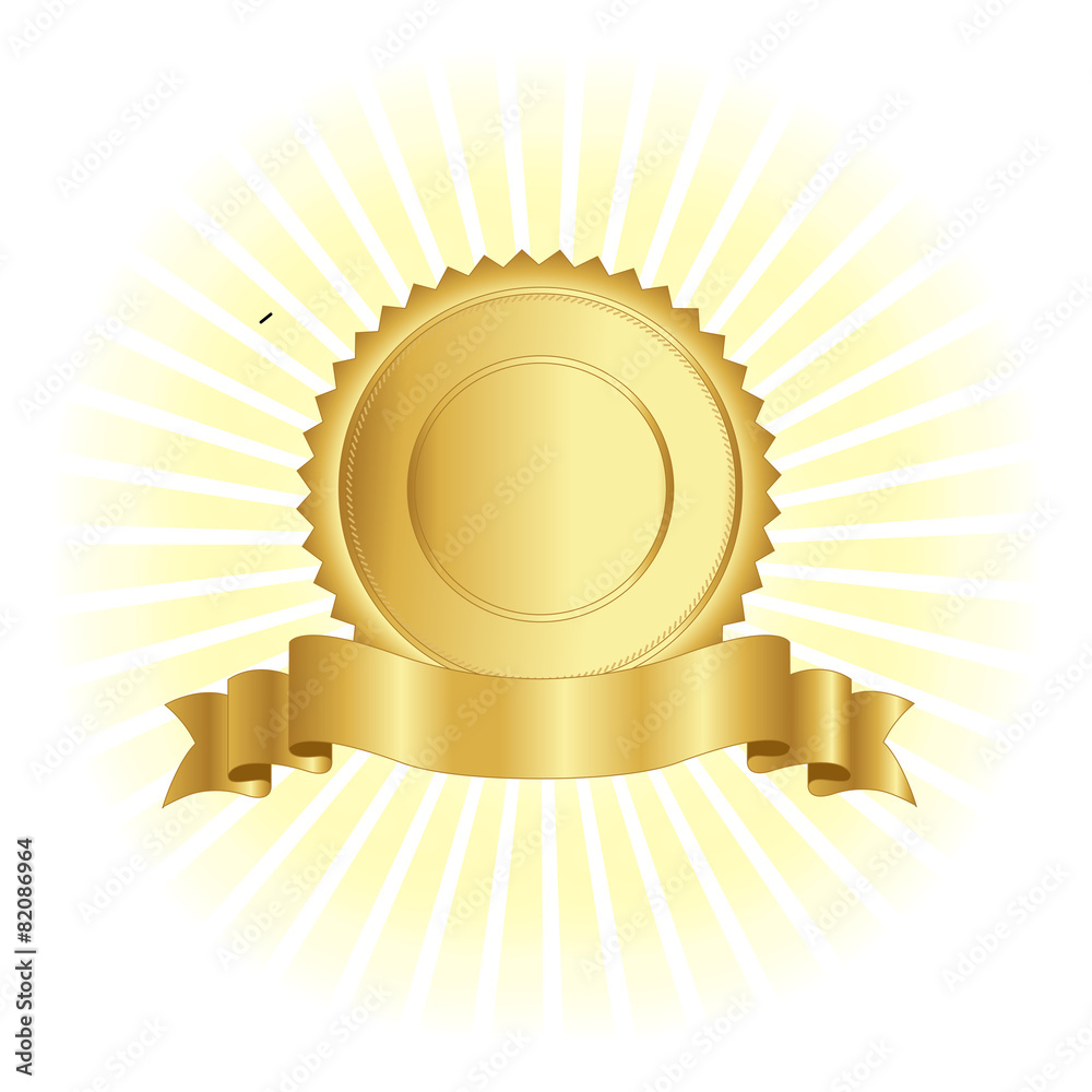 Gold seal with ribbon banner Stock Vector | Adobe Stock