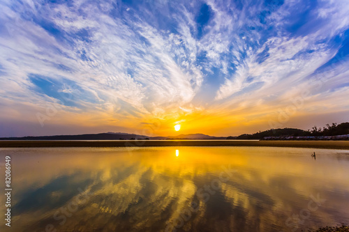 沖縄 羽地内海の夕日