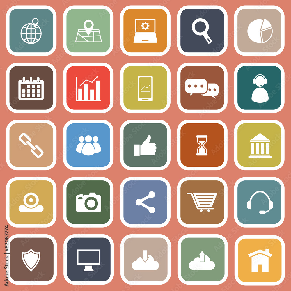 SEO flat icons on orange background SEO flat icons on orange background