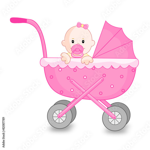 Baby girl with go cart