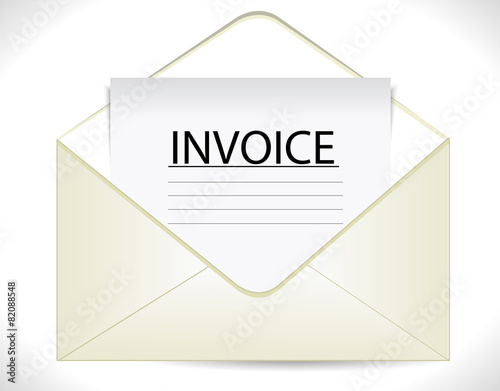 detailed illustration of an open envelope with invoice letter