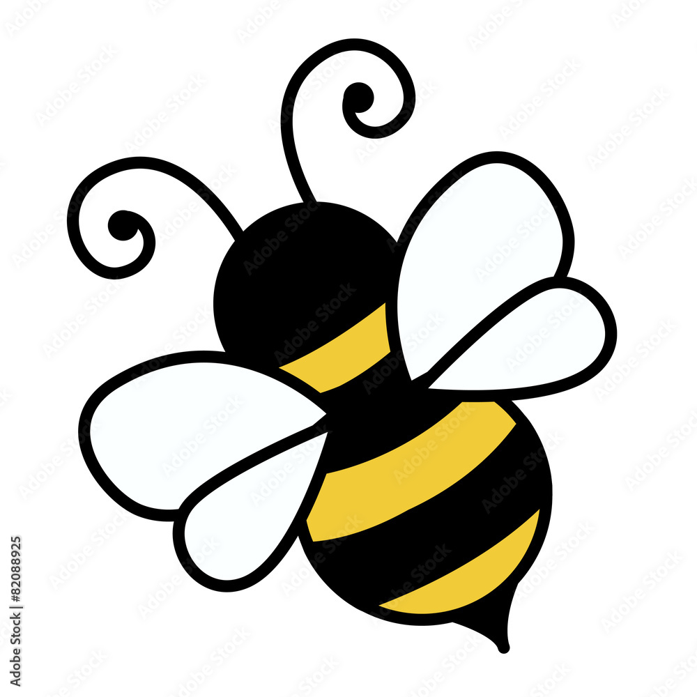 Bee isolated on white - obrazy, fototapety, plakaty 