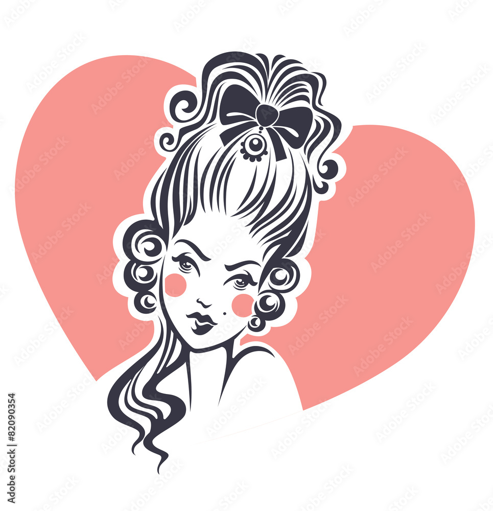 historical girl portrait and heart shape background historical girl portrait and heart shape background