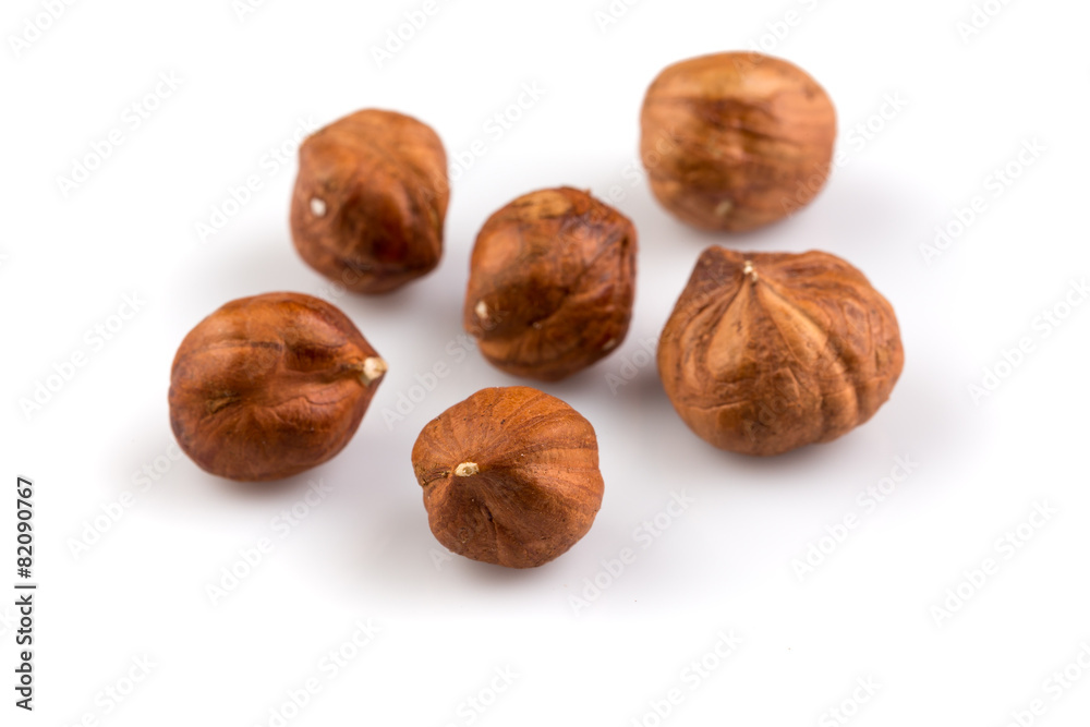 Hazelnuts on the white background Hazelnuts on the white background