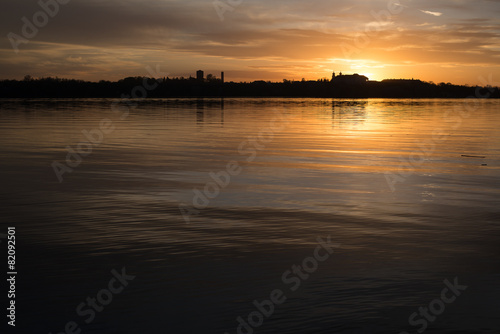 Magical sunset over the lake