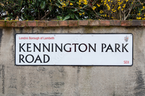 Kennington Park Road sign in London, UK. photo