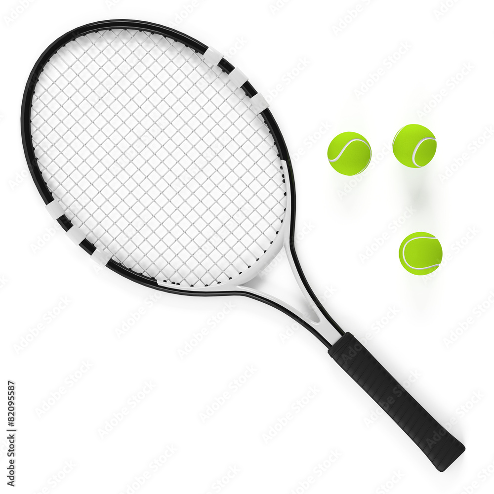 Tennis racket and ball isolated