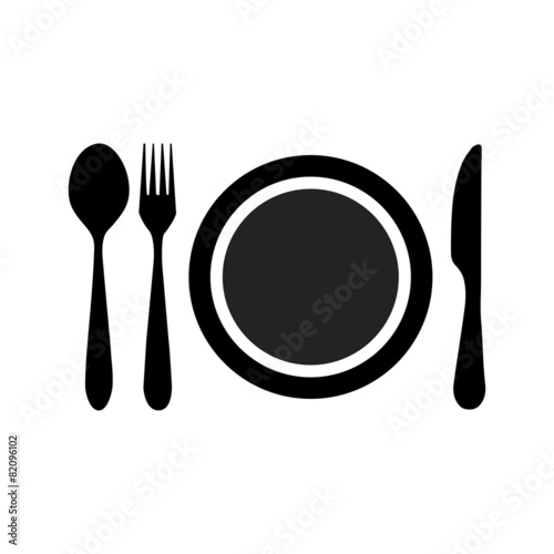 Obraz na płótnie plate fork knife spoon icon w salonie