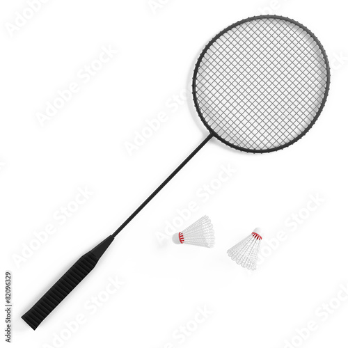 Badminton racket with birdies shuttlecock
