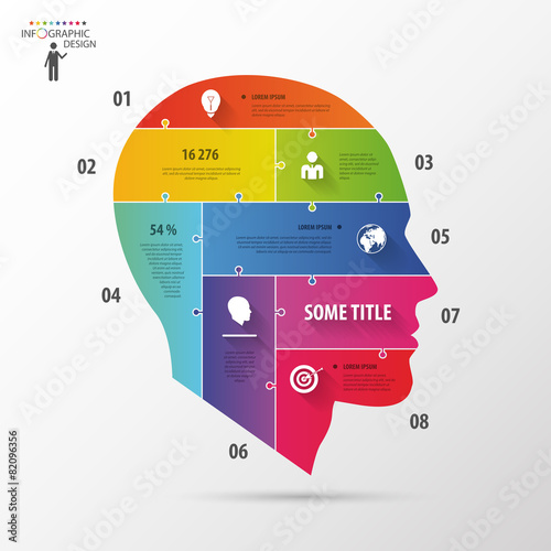 Colorful infographic concept with head. Business template.