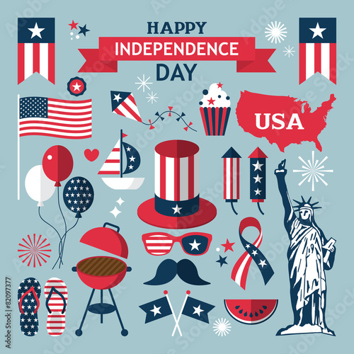 4th of July, Independence Day of the United States, flat modern