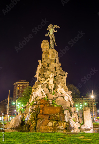 Monument to the Frejus Tunnel on Piazza Statuto in Turin - Italy photo