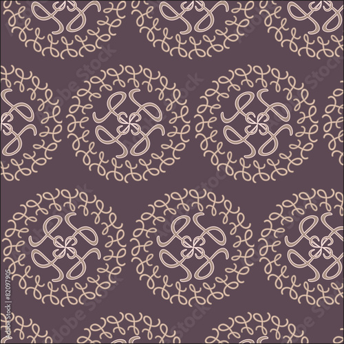 Ornamental abstract seamless pattern. Vector art, background.