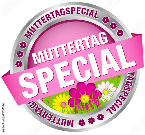 Button Banner "Muttertagspecial" Blumen pink/silber