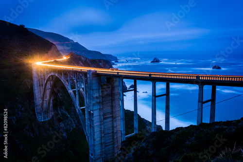 The Bixby Creek Bridge at night, in Big Sur, California.