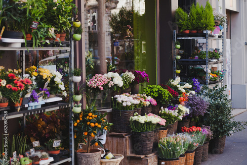 Photography beautiful flower shop in Paris, France