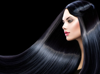 Beautiful model girl with healthy long straight shiny hair