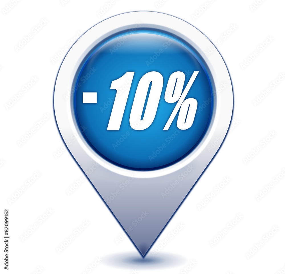 moins 10 pour 100 sur marqueur géolocalisation bleu moins 10 pour 100 sur marqueur géolocalisation bleu
