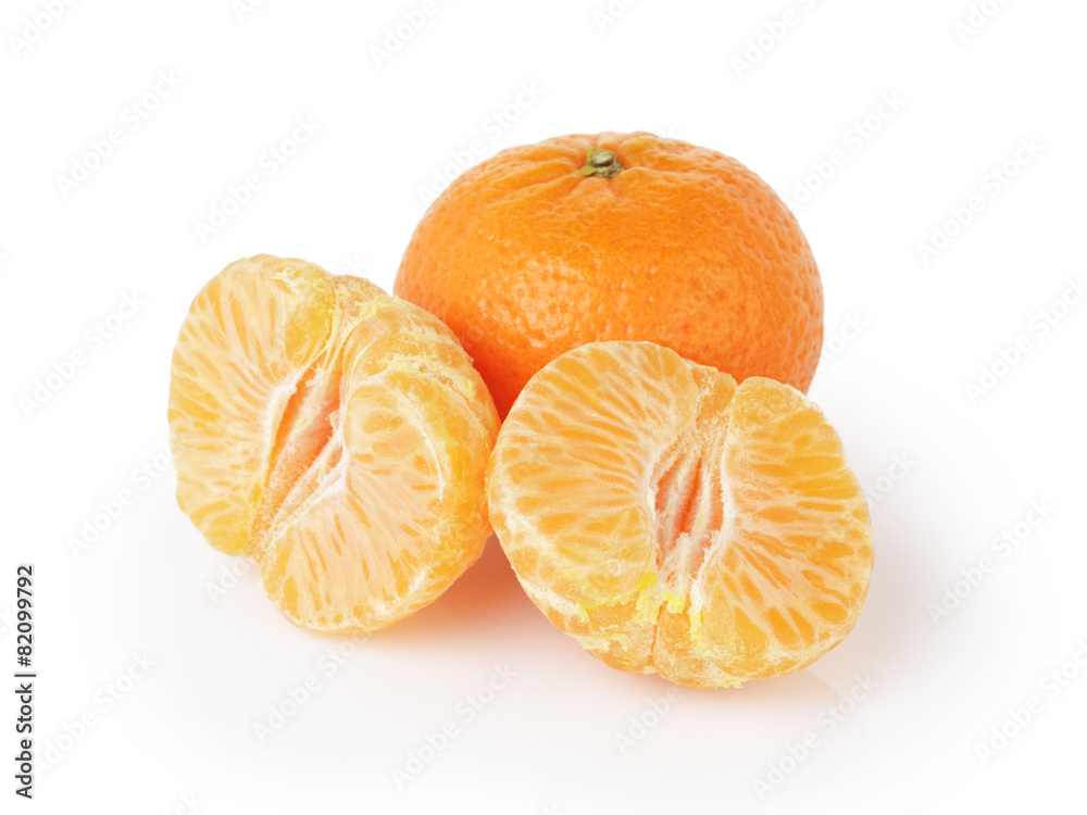 three ripe tangerines isolated on white three ripe tangerines isolated on white