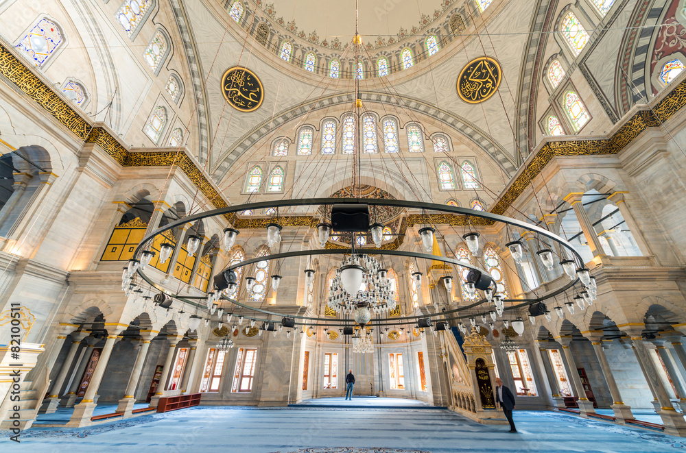 ISTANBUL - SEPTEMBER 20, 2014: Interior of Blue Mosque. The Mosq