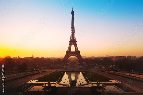 beautiful sunrise over Eiffel tower, panoramic view of Paris, France © Song_about_summer