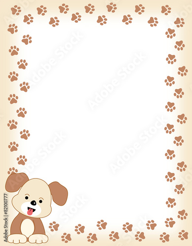 Dog paw print frame with dog © nalinn