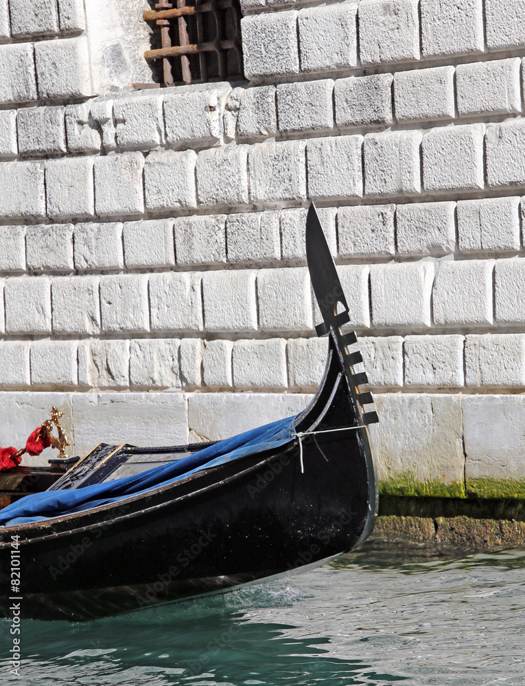 detail of the prow of the Gondola in Venice